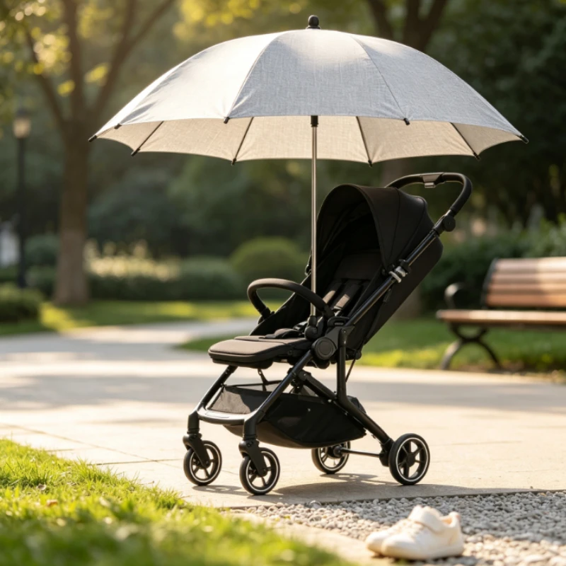 Portable Baby Stroller Umbrella, 360° Adjustable Folding Sunshade with UV & Rain Protection, Universal Canopy Cover for Travel