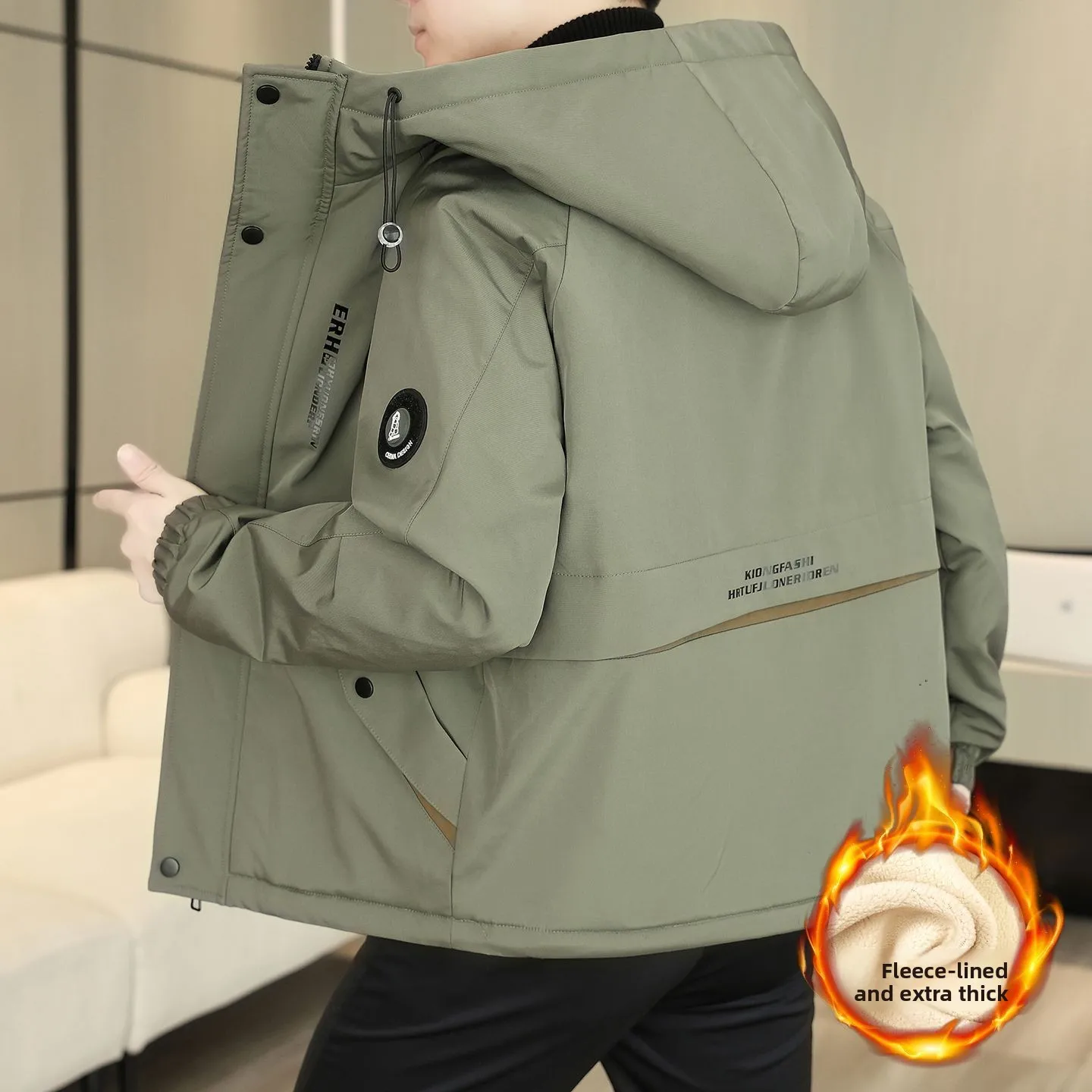 

Thiened Fce Men's Jaet 2025 New Winter Casual Hooded Coat Trendy Thi Cotton Vest Light Corduroy Youth Faionable Ou...