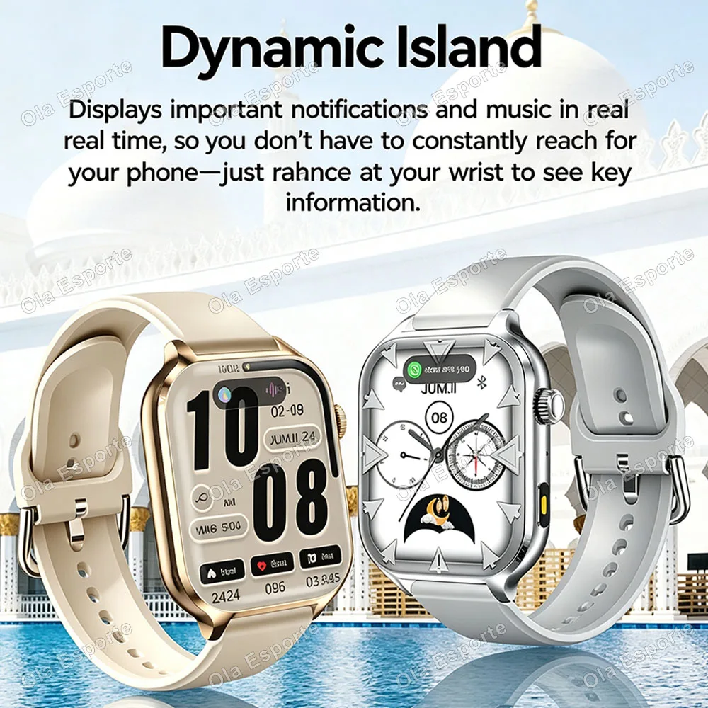 New LED Flashlight Smart Watch 2026 Bluetooth Call Heart Rate Dynamic lsland Prayer Beads Pilgrimage Time Health Smartwatch HW12