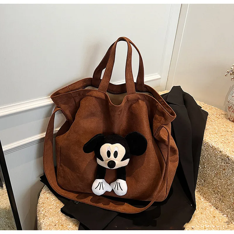

Большая вместительная сумка на плечо с рисунком Микки Мауса, женская плюшевая сумка-тоут для куклы, повседневная сумка-тоут для пригородных поездок