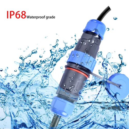 Imagen 2 del producto Conector impermeable de aviación IP68, conector de Cable de cableado de tornillo de 2/3/4/5/6/7/9 pines, tuerca de enchufe macho/hembra/cuadrado/acoplamiento