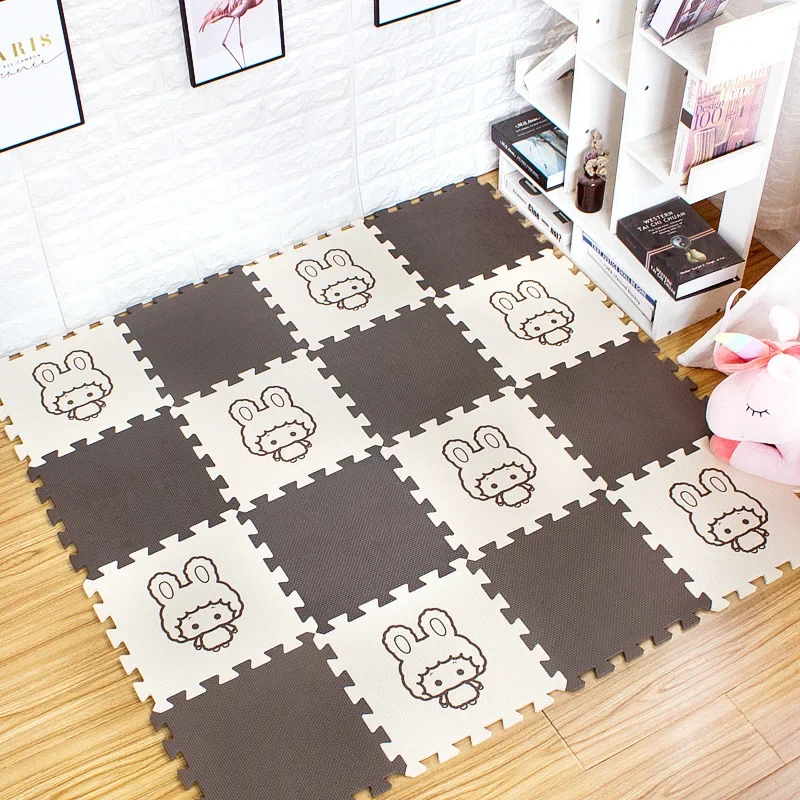 9PCS Tatame Baby Play Mat Cartoon Playroom Mat Floor Noise Mat Puzzle 1Crawling Mats Foot 1Foam Splicing Floor Mats Carpet