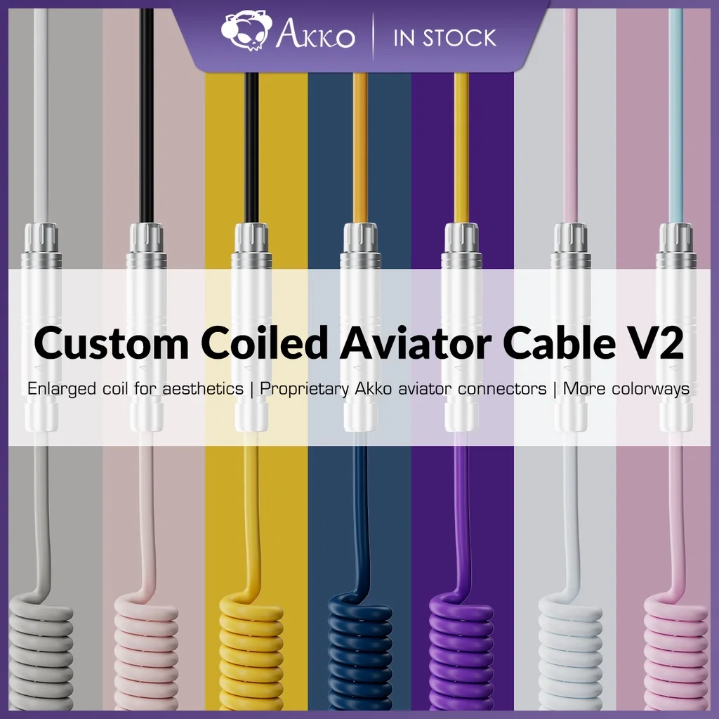 Akko 맞춤형 코일 Avaator 케이블 V2 개폐식 USB C타입 연장 코드, 기계식 키보드용 코일 스프링 스프릴 케이블