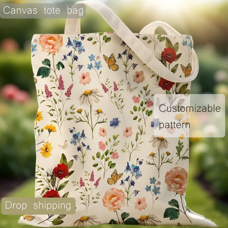 

Customizable Canvas Tote Bag With Custom Pattern And Text Perfect Gift For Friends And Colleagues Great For Daily Commuting Shop