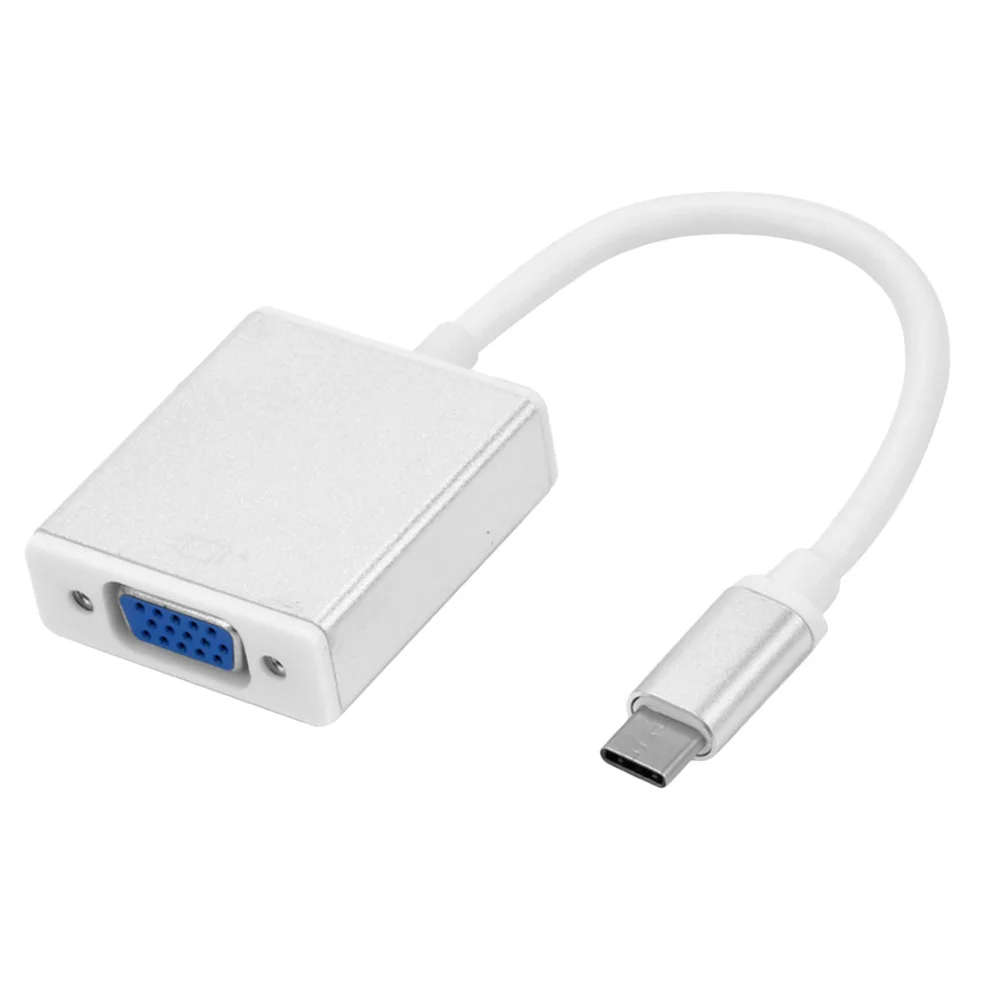 

Type-C to Vga Converter Cable 1080p USB 3.1 Adapter for Projector Monitor Silver Plug and Play Stable Signal