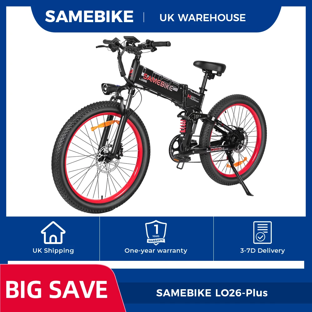 AliExpress NONE SAMEBIKE LO26-Plus Electric Bike, 1000W Motor, 48V 15Ah Battery, 26" Tires, 45km/h Max Speed, 100km Range, Hydraulic Disc Brakes