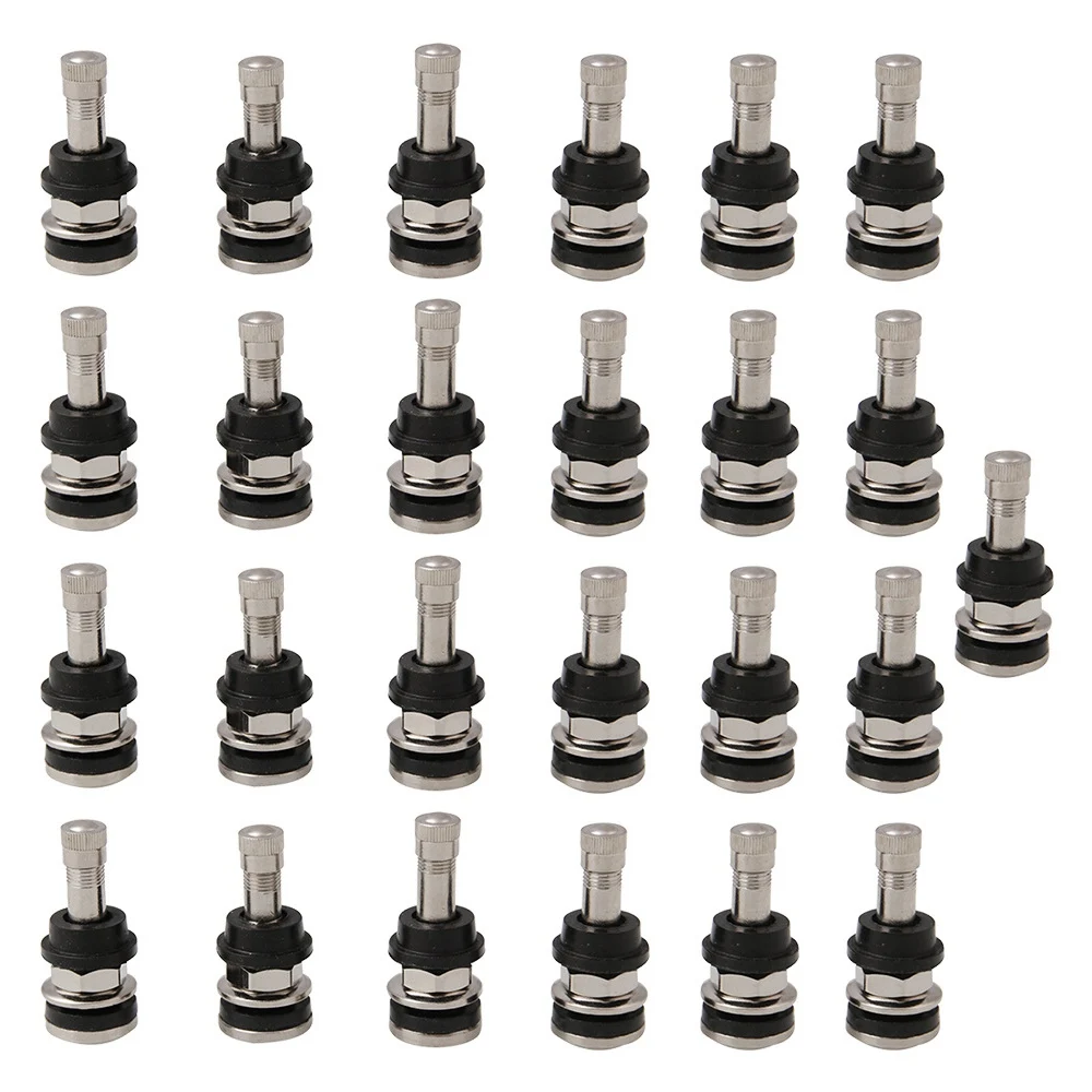 

25Pcs TR416 Metal Valve Stems Outer Mount Fits .453Inch & .625Inch Rim Holes Long 1 1/2Inch ,