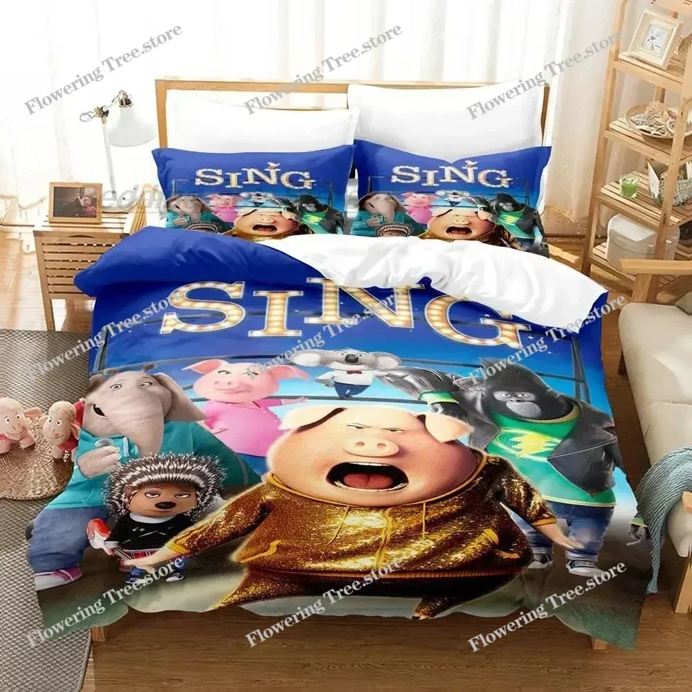 Bedding Decor New Sing 2 Bedding Set Single Twin Full Queen King Size Bed Set Aldult Kid Bedroom Duvetcover Sets 3D Print Kawaii