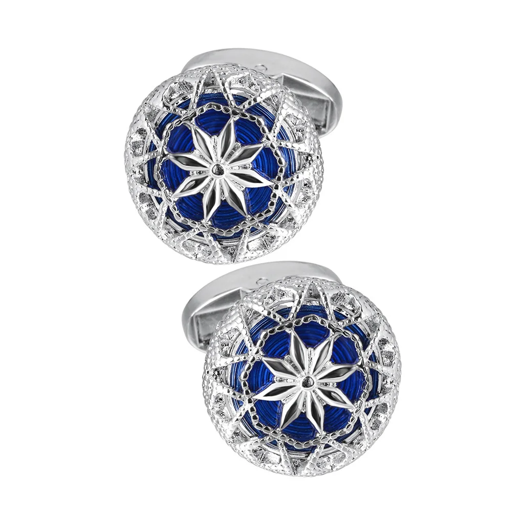 NVT High Quality Blue Cufflinks for Mens Luxury Nobility Cuff Links Buttons Shirt Wedding Man Gift Jewelry Dropshipping