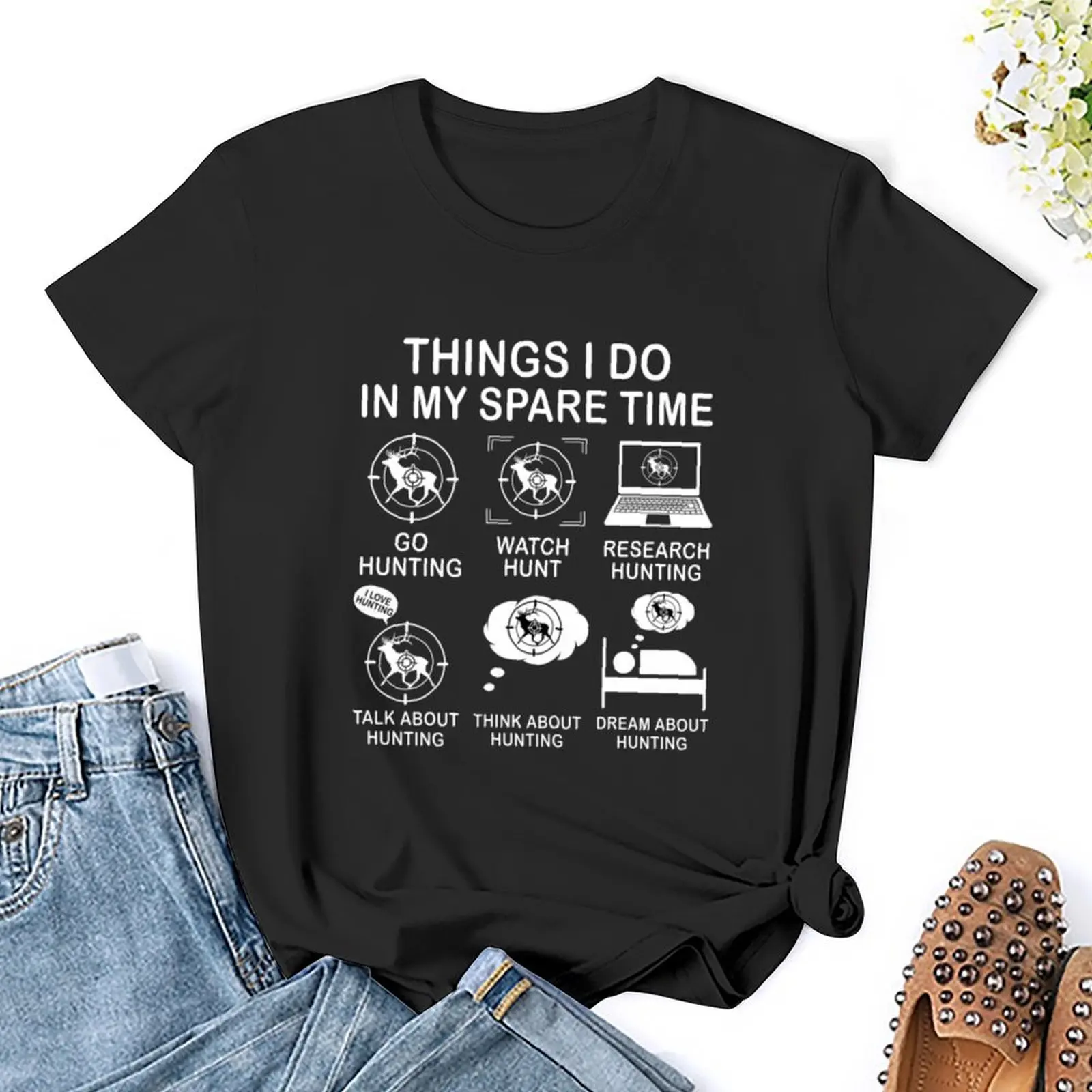 Things I Do In My Spare Time Hunting Funny Hunter Gift For Hunt Lover T-Shirt hippie clothes plain clothes for woman