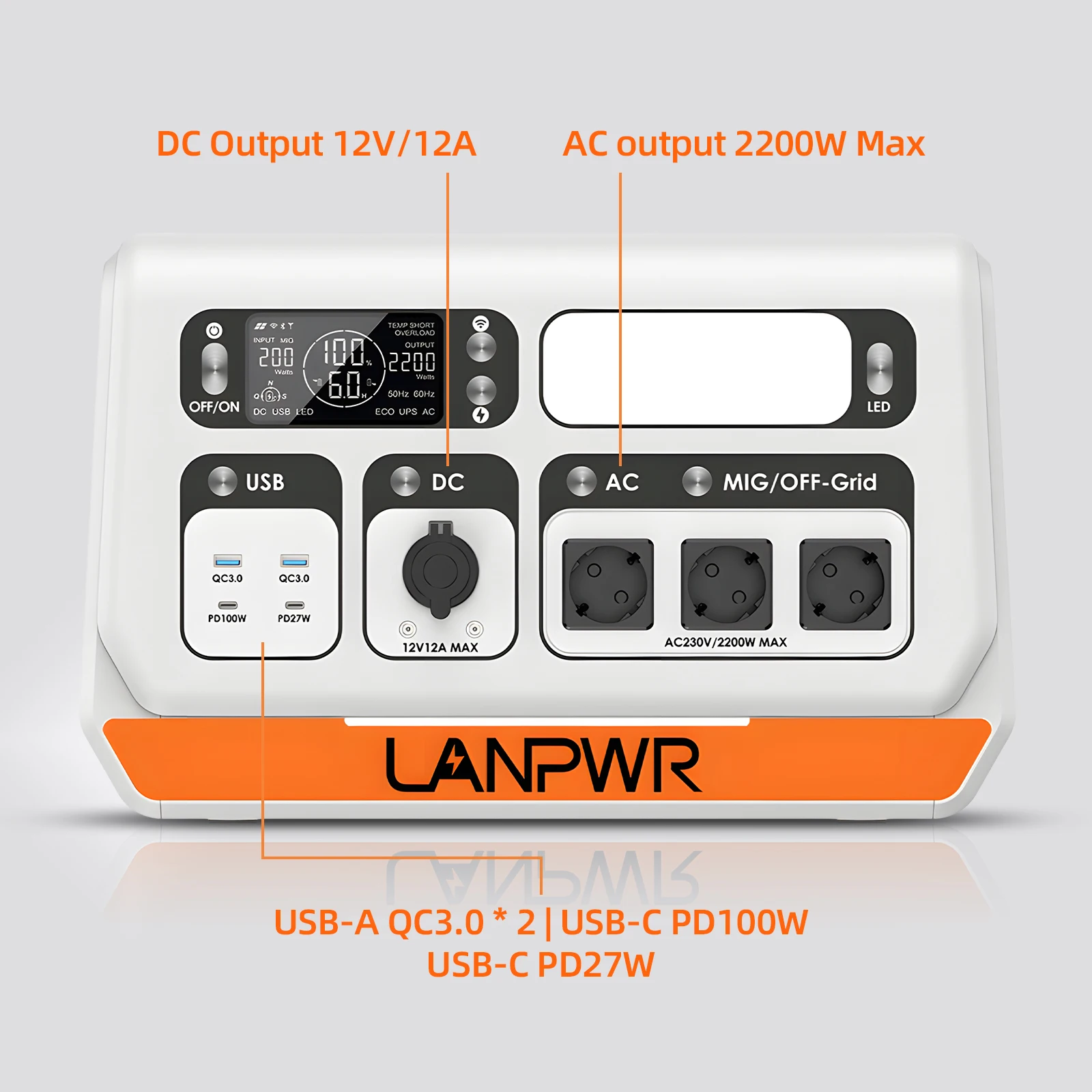 LANPWR 2200PRO 2200W 2048Wh LiFePO4 battery integrated balcony solar system easy to install with smart APP, off-grid integrated