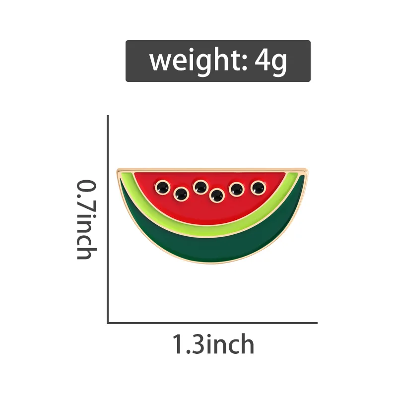 Summer Fruit Enamel Pin Red Green Black Seeds Gold Trim Decor Watermelon Slice Badge Unisex Design Summer Daily Wear Accessory