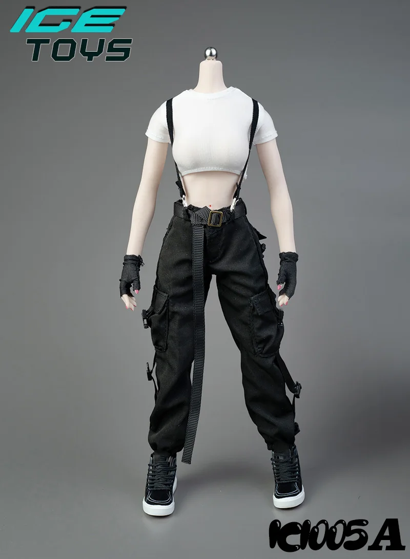 Ice Toys Ic1005 1/6 Female Soldier Joggers Casual Sports Cargo Pants White Crop Shirt Black Shoes For 12