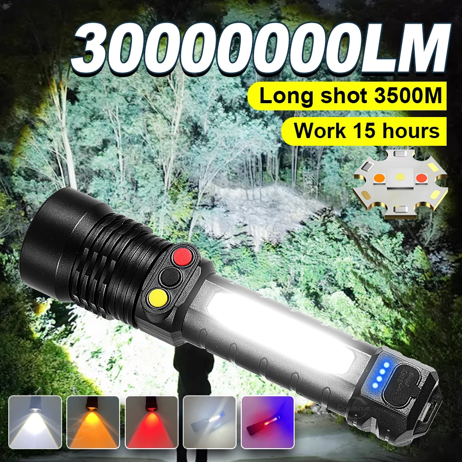 

Белый + желтый свет, сильный свет, светодиодный фонарик, портативный фонарь, перезаряжаемые лампы, тактические фонарики, мощный фонарик для работы