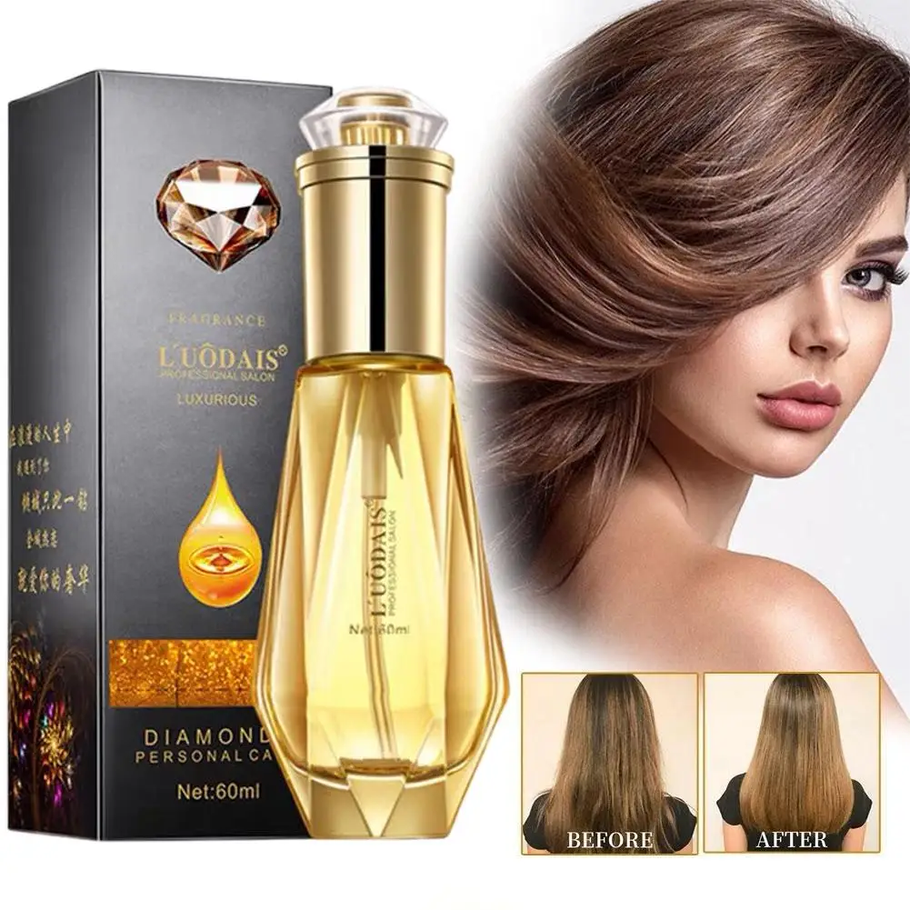 زيت مصل الشعر للنساء يترك في عطر الماس يصلح الشعر الجاف والمجعد ويمنع تساقط الشعر، ومكيف العناية بالشعر A0L4