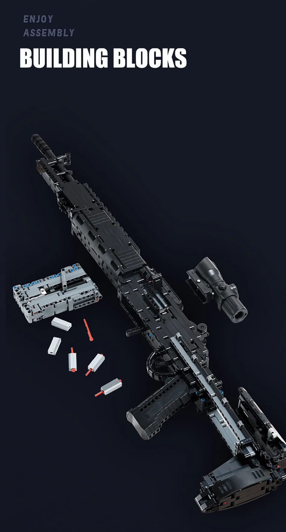 Militär-Gewehr MK14 Kampfgefeuerwaffe Armee M24 Scharfschützengewehr Modellbausatz Bausteine Spielzeug für Kinder Jungen Geschenke – Detail 4