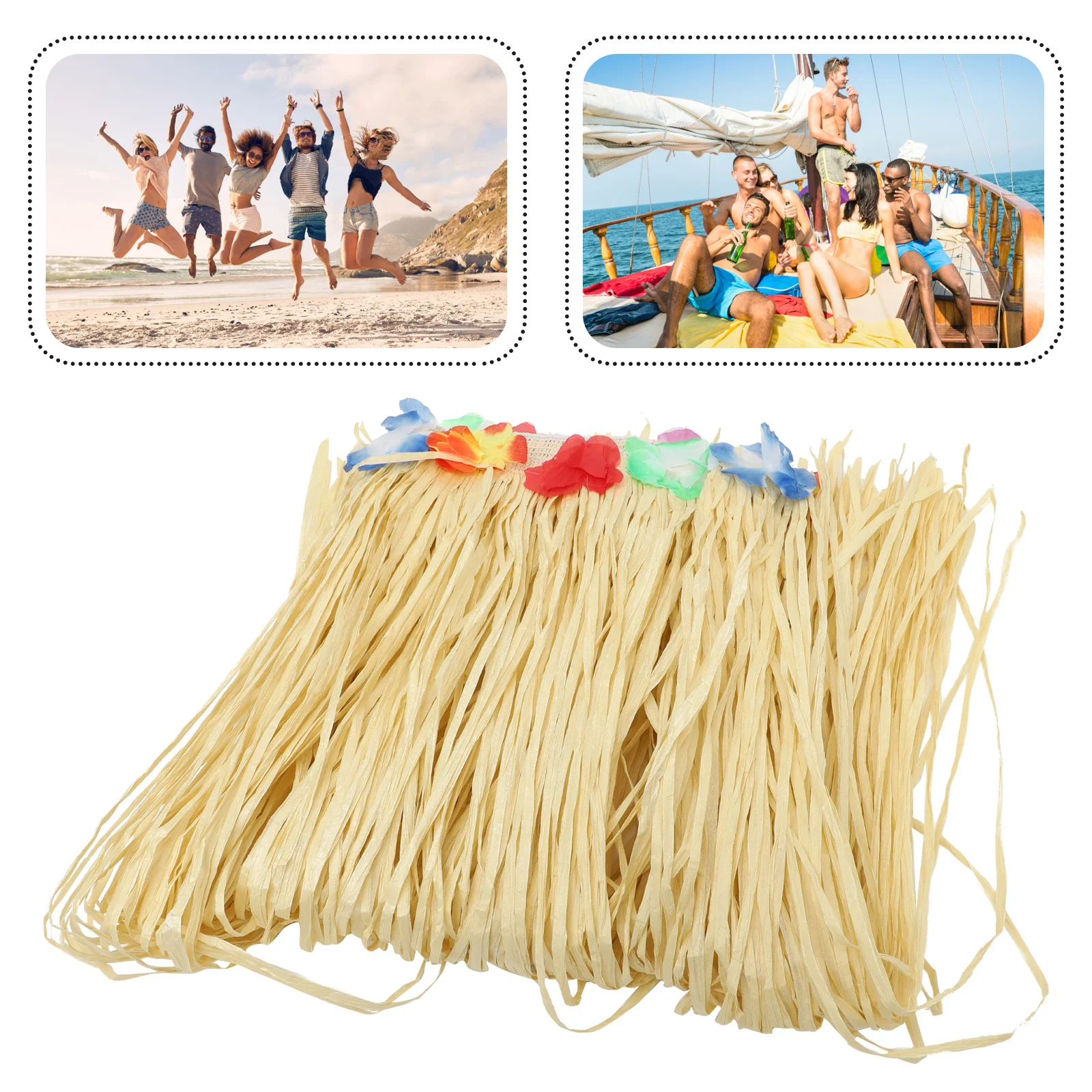 Gonna in erba di rafia per adulti Costume da ballo hawaiano Hula Decorazione leggera per feste Abbigliamento per spettacoli di eventi tropicali