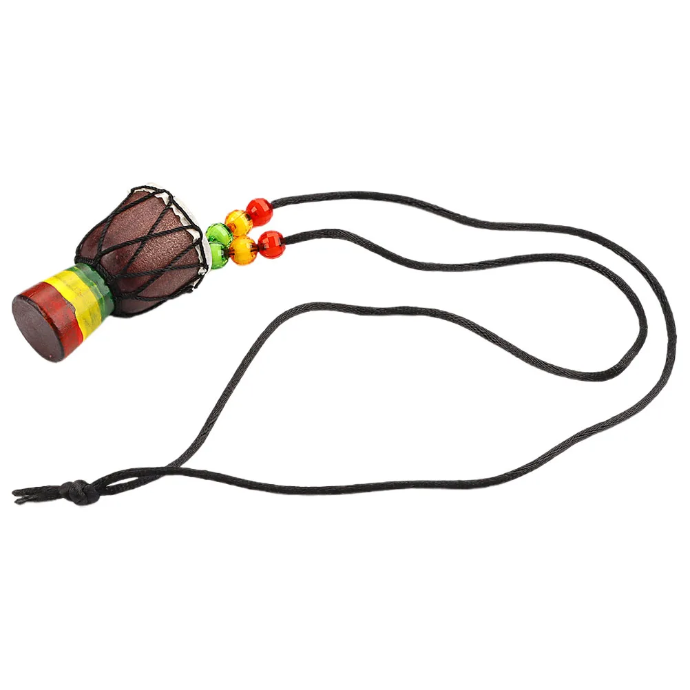 

Wooden Mini African Drum Necklace Handmade Djembe Pendant Soft Nylon Cord Music Lover Jewelry Party Accessory Jewelry Necklace