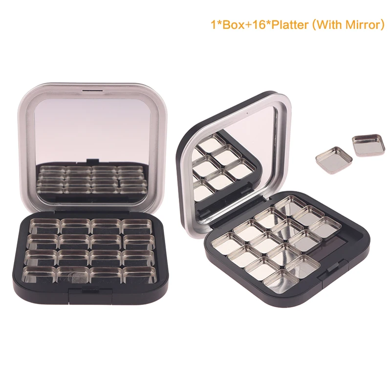 Paleta de sombra magnética vazia preta fosca, prato de armazenamento de maquiagem para mulheres, iniciantes, faça você mesmo, caixa de armazenamento de sombra de olho