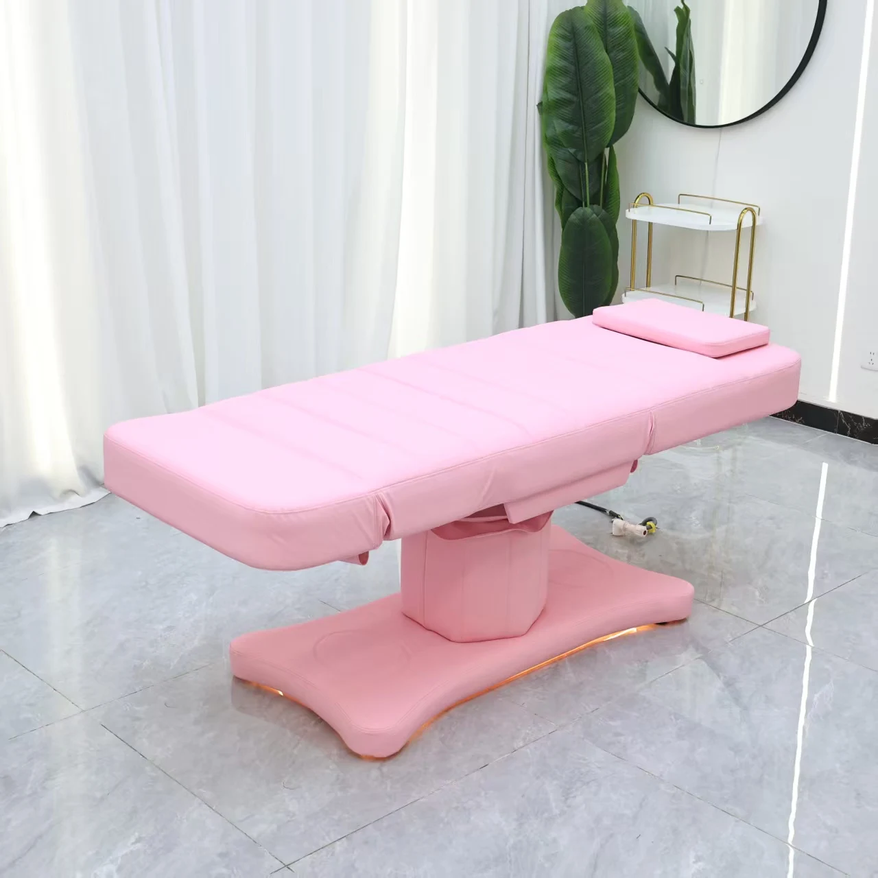 Cama rosa para el cuidado de la belleza y el cuidado facial, camas de diagnóstico para exámenes físicos, silla, muebles de salón de belleza, envío desde Estados Unidos
