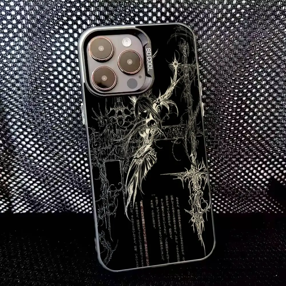 حافظة هاتف على الطراز القوطي cybersigilism لهواتف iPhone 16,15,14,13,12,11,8,7,Pro,Max,Plus,Mini,XS,SE مضادة للسقوط باللون الأسود غير اللامع