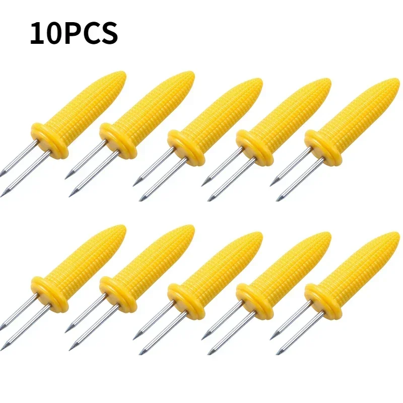 10pcs Stainless Steel Corn Skewer Holders Fork for BBQ Outdoor Camping Cooking Kernel on the Cob Stick Barbecue Tool