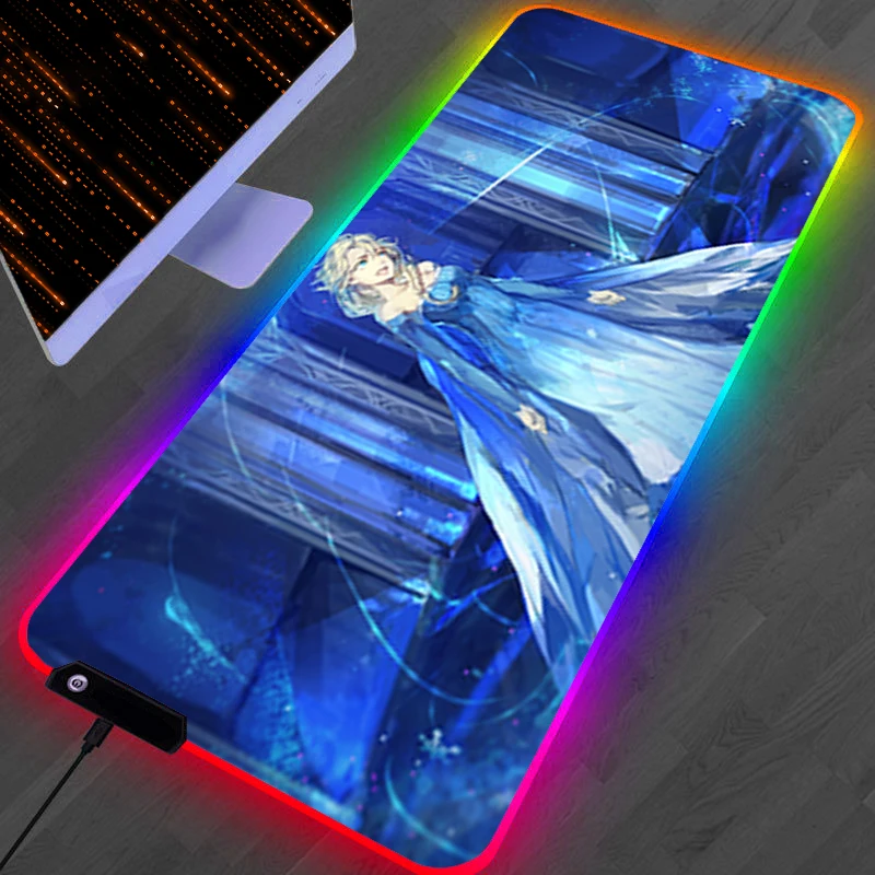 

RGB светодиодный коврик для мыши, компьютерный геймер, аксессуары для ПК, HD коврик для мыши, резиновый удлиненный коврик, нескользящий настольный коврик для ноутбука, коврик для клавиатуры F-frozen