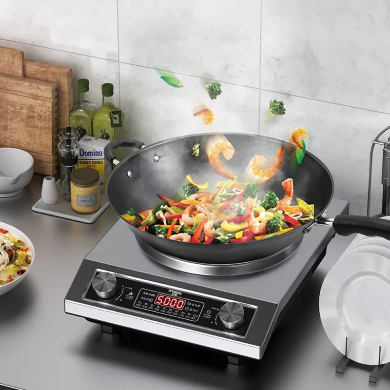 

5000 Вт вогнутая индукционная плита бытовая высокая мощность коммерческая двойная ручка водонепроницаемая энергосберегающая кухня для кипячения воды