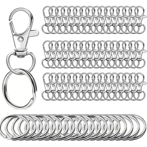 Bilashmart 100PCS Keychain Hooks with 50pcs Key Rings 50pcs Swivel Lobster Claw Clasps for Keychain Clip Lanyard, Jewelry Making, Crafts