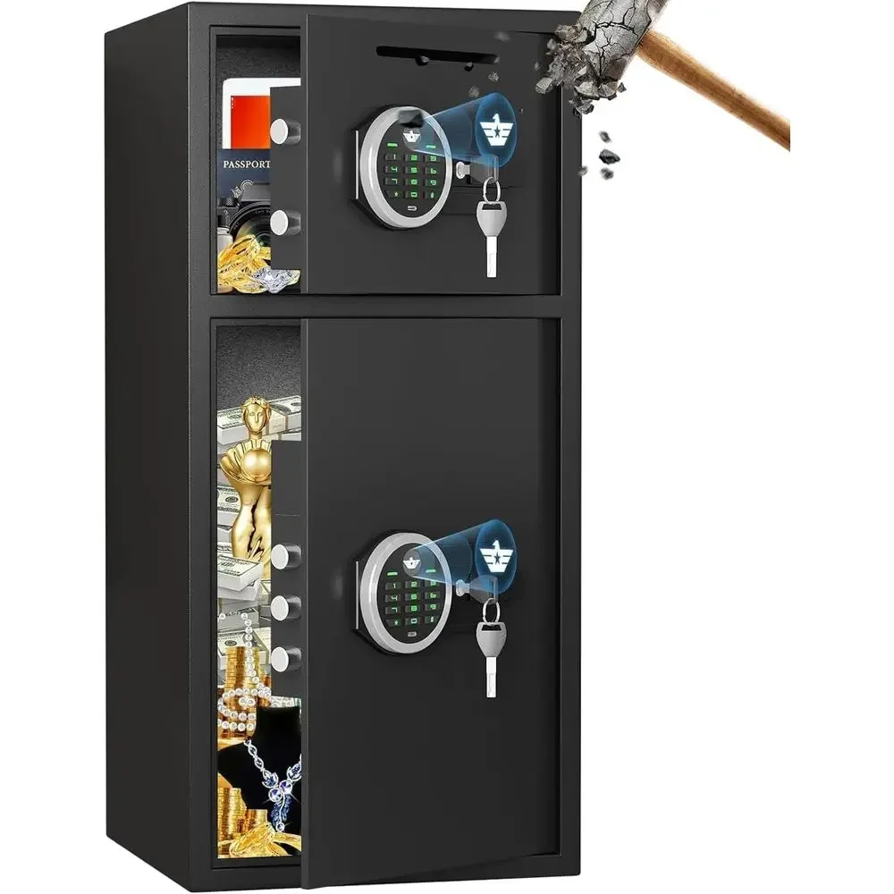 6.5 Cubic Foot Waterproof Security Safe with LED Light, Dual Alarm, Digital Keypad, and Mute Feature for Home Use