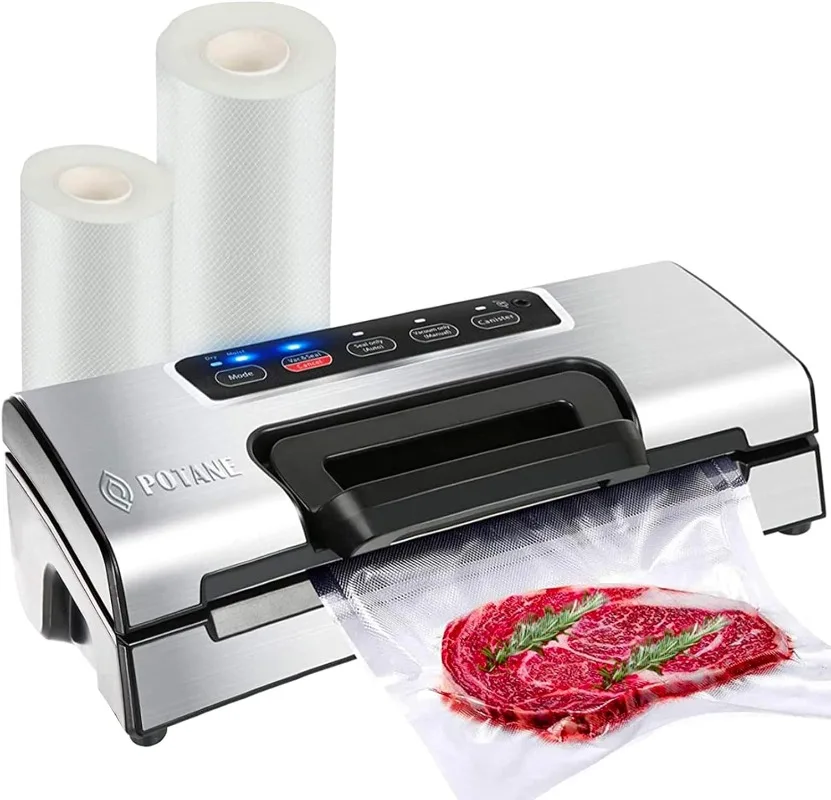 

Potane Precision Vacuum Machine,Pro Food Sealer, Both Auto&Manual Options,Includes 2 Bag Rolls 11”x16’ and 8”x16’,Compact Design