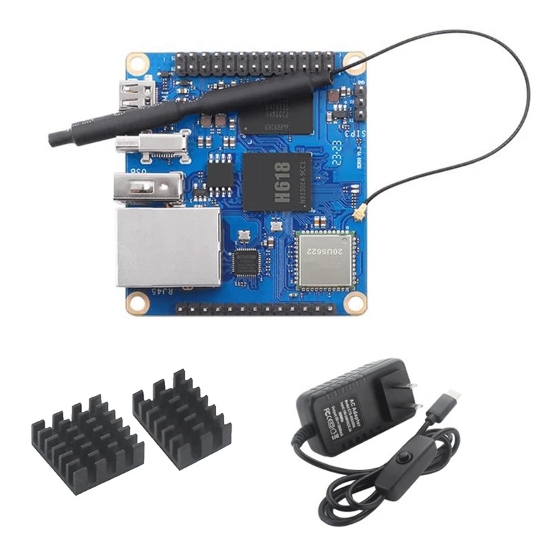 For Orange Pi Zero 3 Development Board 1GB+Heat Sink H618 Wifi5+BT 5.0 For Android 12 Debian12 Ubuntu22.04 Easy To Use US Plug