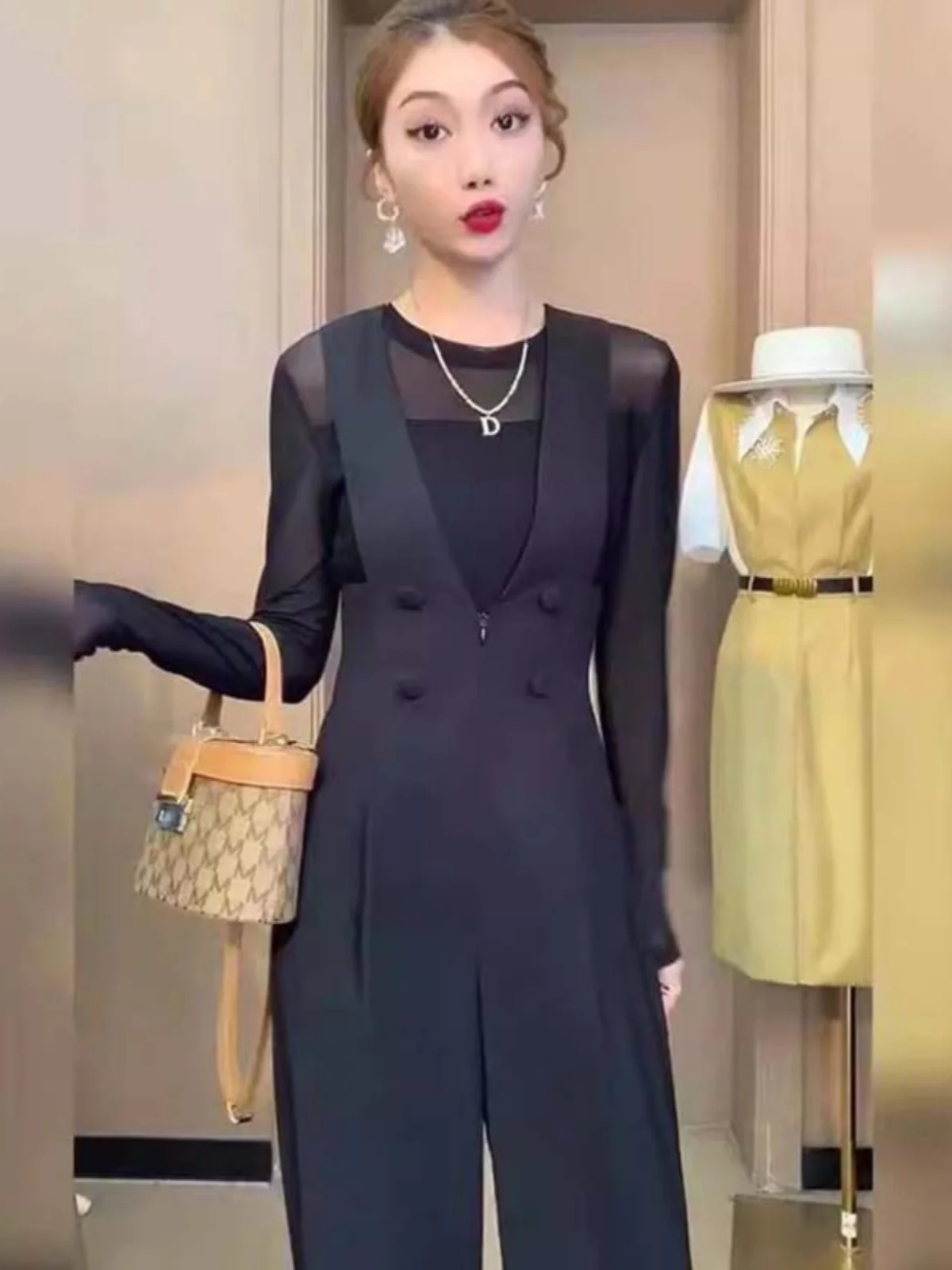 

High Waist Pants Women's Summer European Sle Waist Cinching Overalls plus Size Wide Leg Suit Pants Commute Sle