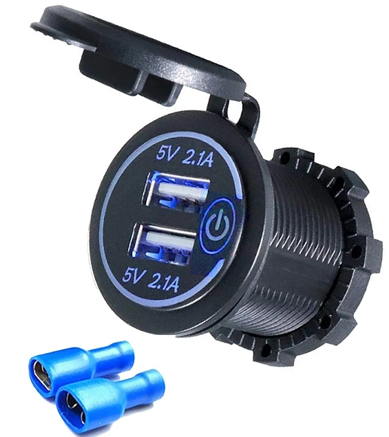 

USB-C Dual USB 5 В 4,2 А Разъем для быстрой зарядки Type-c Зарядное устройство 12-24 В Мотоцикл Двойной разъем Зарядное устройство Адаптер Розетка Мощность