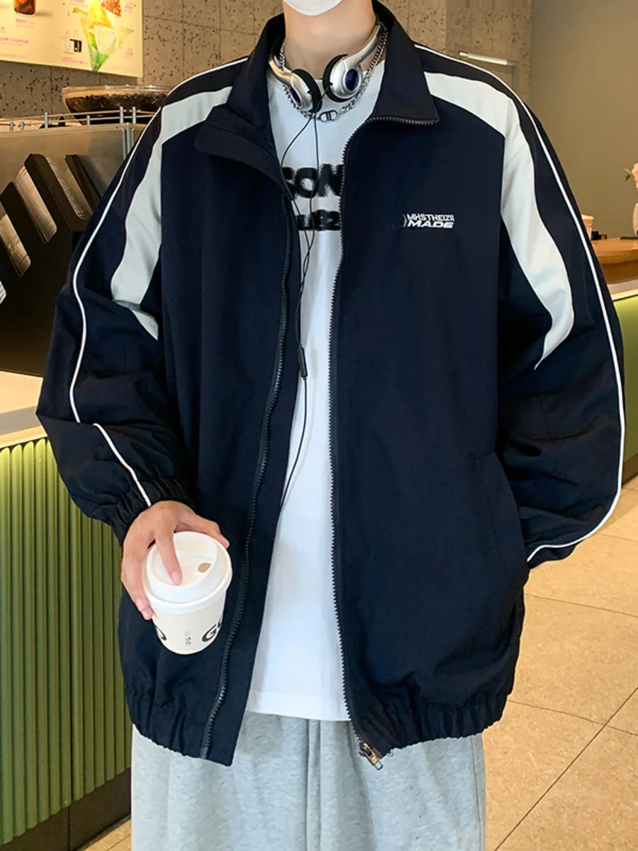 

Mens Color Block College Baseball Jacket Hip Hop Jacket 2025 Women Spring Autumn Patchwork Windbreaker Retro Casual Loose Coats