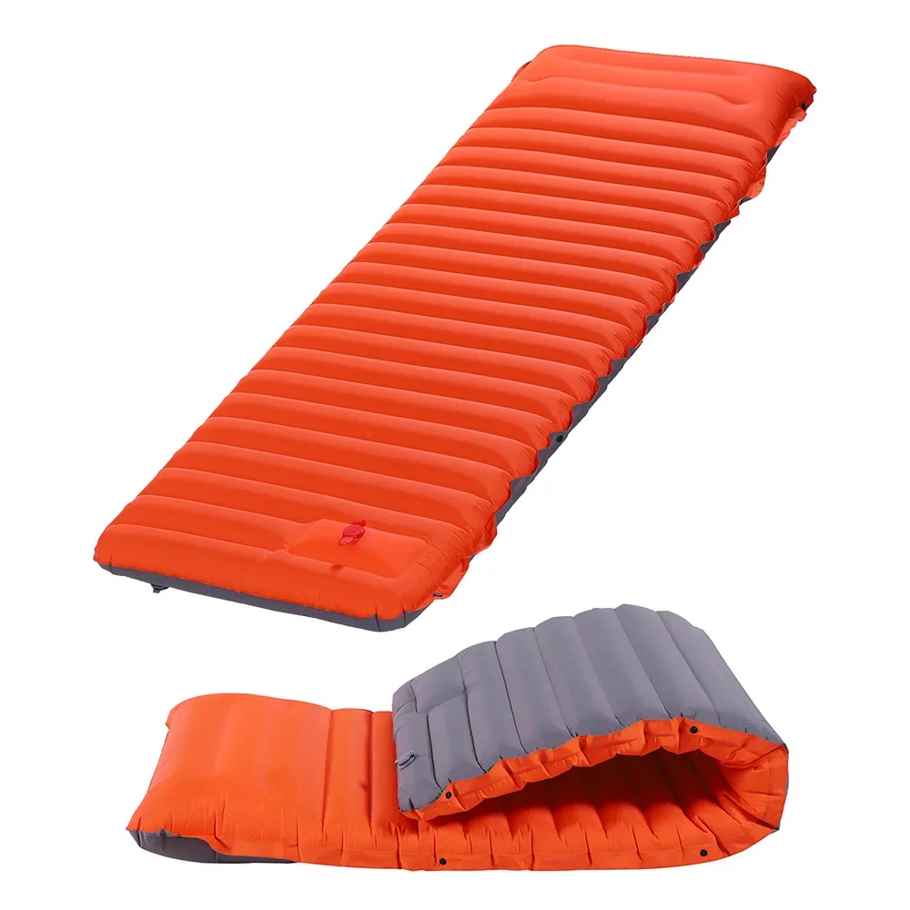 Outdoor Camping Inflatable Mattress Sleeping Pad With Pillows Ultralight Air Mat Built In Inflator Pump Hiking