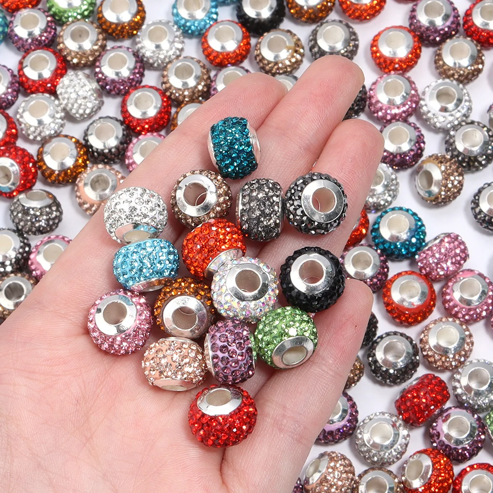10 Stück/Set 14mm Bunte Shambhala Strass-Perlen mit Großem Loch als Abstandhalter für Schmuckherstellung DIY Armband Lose Perlen Zubehör – Detail 4