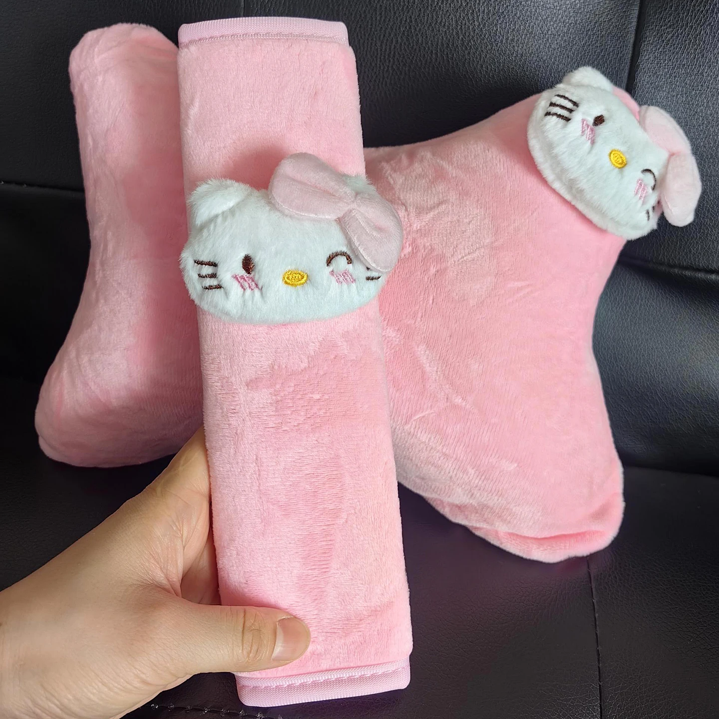 New Pink Cartoon Smile Cat Car Seat Belt Cover Shoulder Strap Harness Cushion Car Seatbelt Shoulder Pad Auto Neck Support