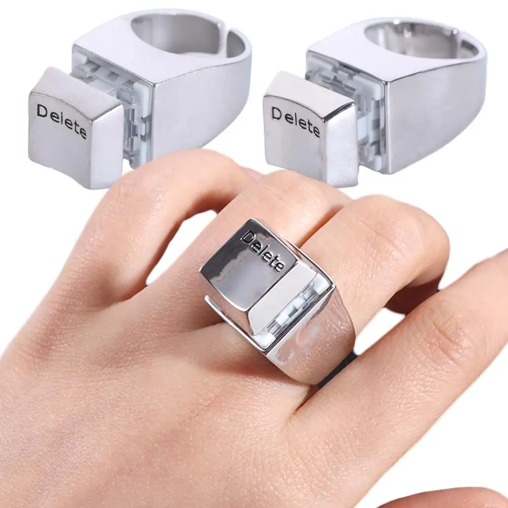 Fashion Mechanical Keyboard Delete Keyboard Ring Bright Fog Square Opening Delete Ring Funny Metal Keyboard Ring Men Women