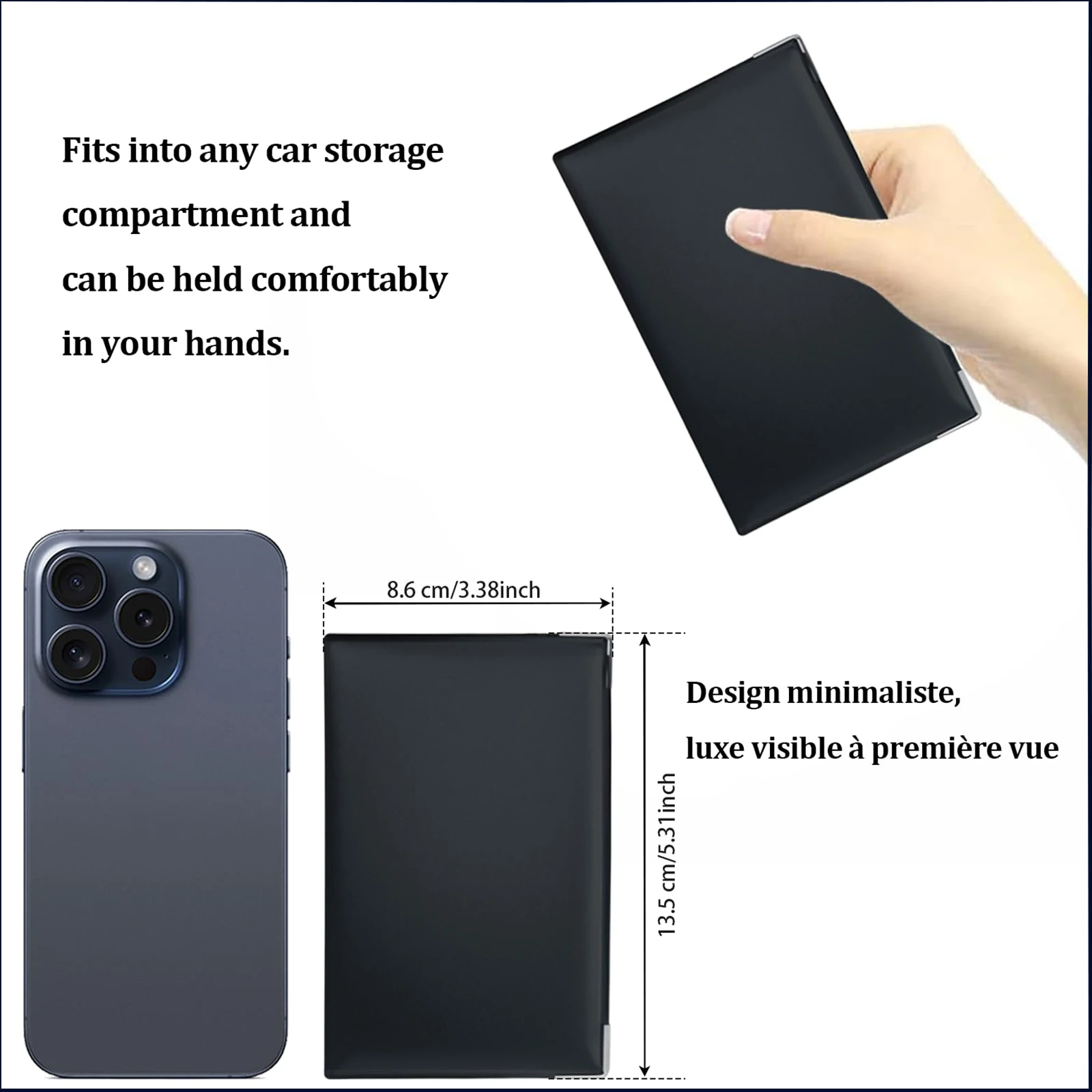 1/2pcs 4-fold grey card holder in imitation leather Vehicle document, insurance & licence holder – Elegant, compact and durable