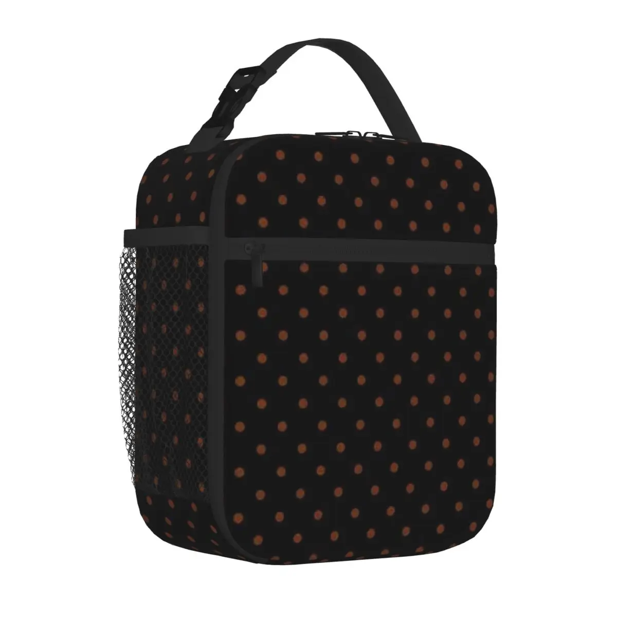 Bestselling Brown And Black Polkadots Denim Style Neoprene Lunch Bag Seaside Lunch Insulated Food Bag