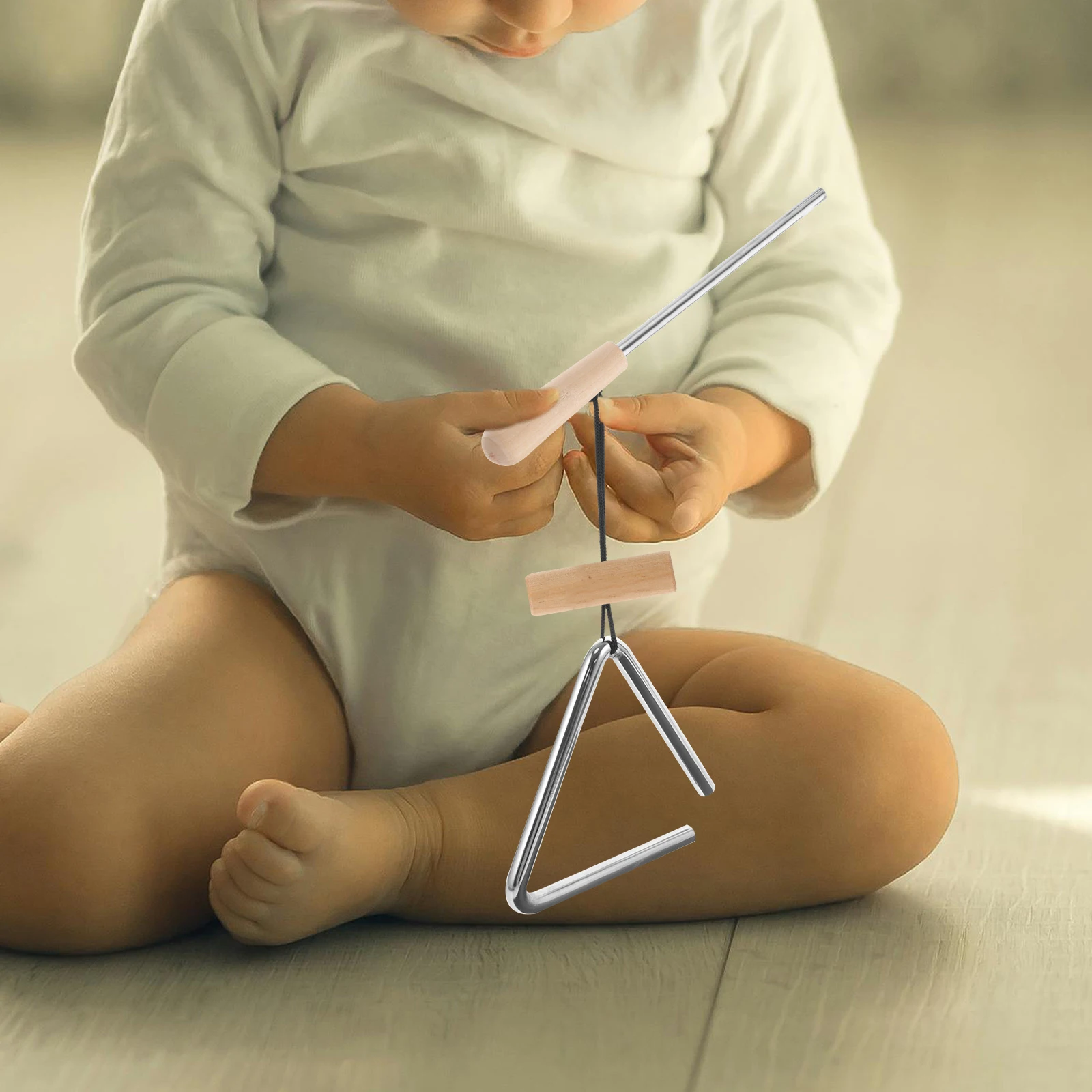 

4 Inch Triangle Iron Percussion Instrument Steel Musical Triangle Bell with Stick Durable Clear Sound Portable Handheld
