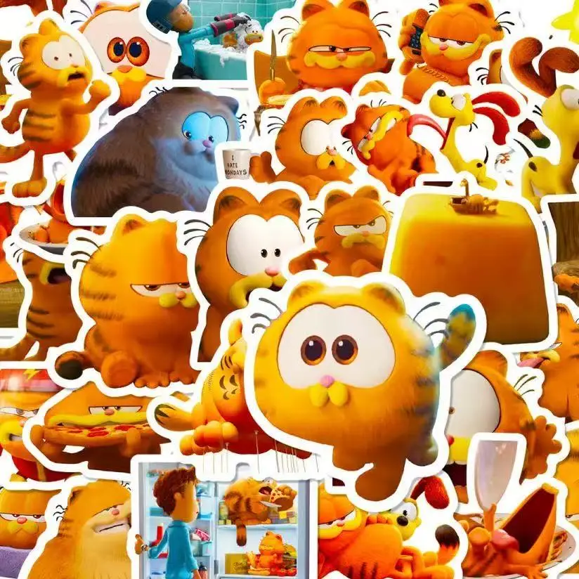 50Pcs The Garfield Movie Cartoon Stickers, Waterproof Vinyl Decals For Water Bottle Laptop Luggage DIY Decor