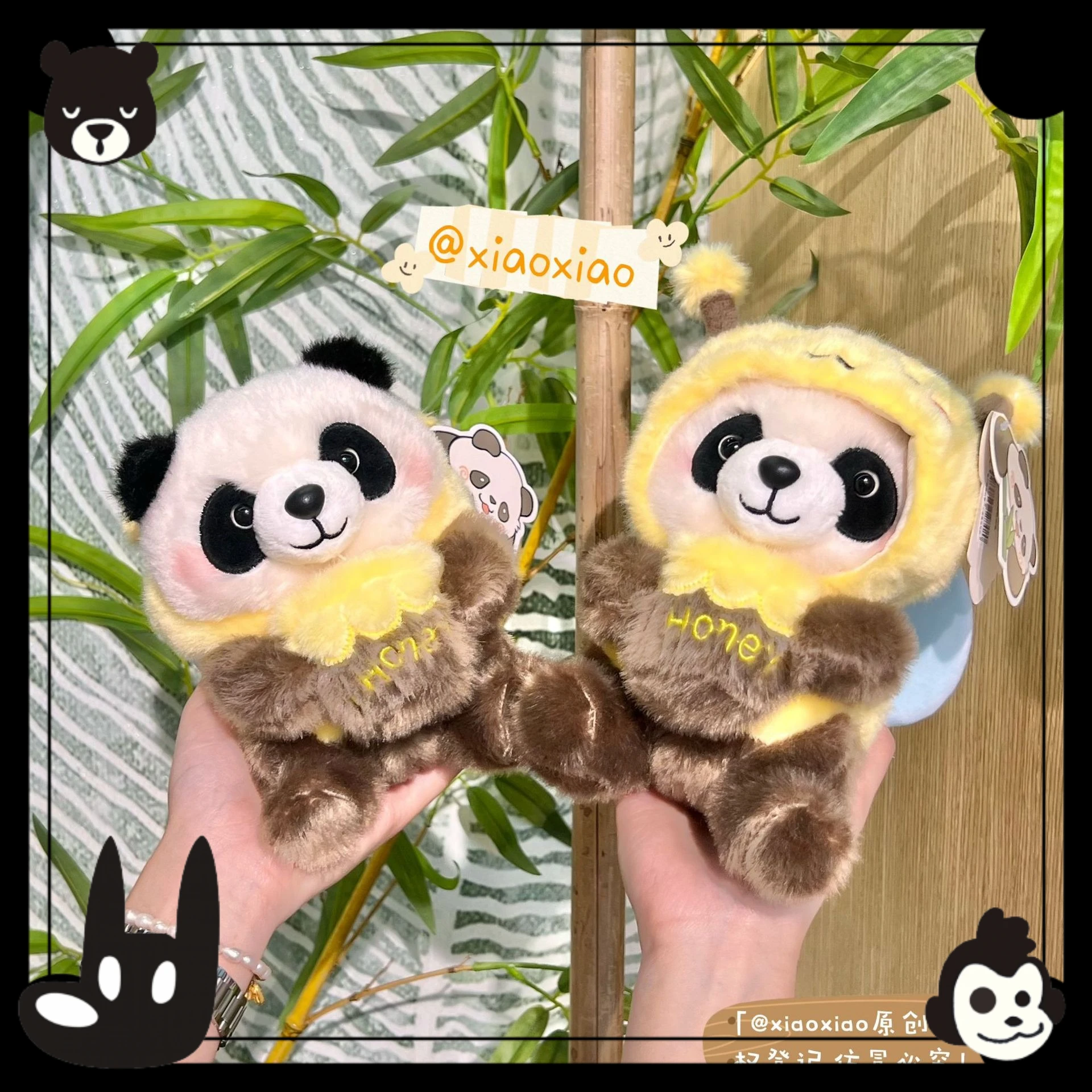 New cute honey pot with adjustable face to become a panda in hand, treasure honey pot, panda doll, desktop doll