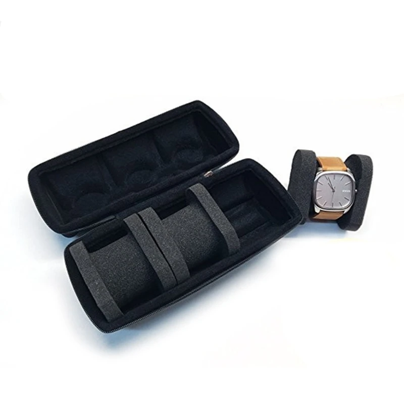 Black Bracelet Bangle Watch Roll Travel for Case Jewelry Travel Portable Zipper with A Removable Roll In