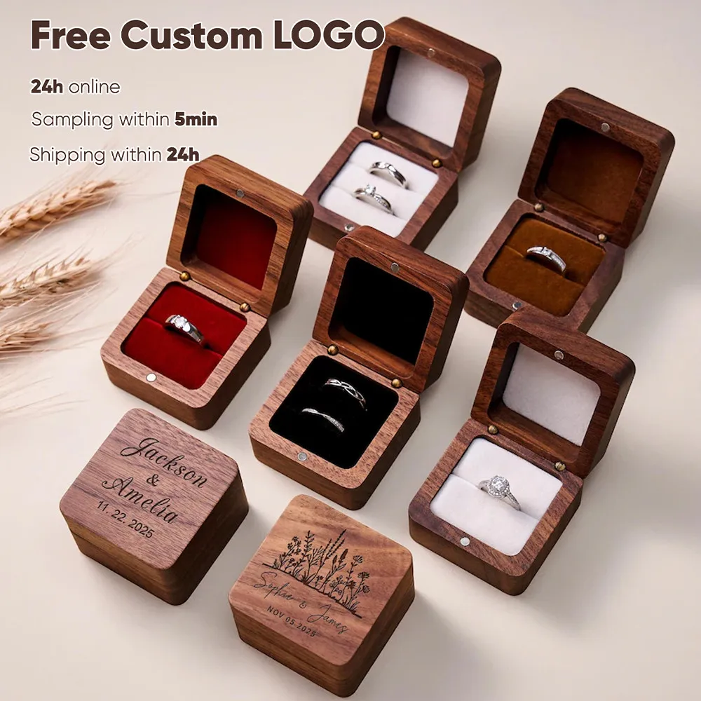 

Бесплатная индивидуальная деревянная шкатулка для украшений, коробка для обручальных колец, органайзер для ювелирных изделий, роскошный подарок на годовщину, упаковка для браслетов