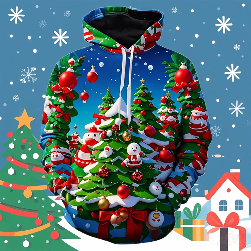 

Autumn Fashion 3D Printed Merry Christmas Hoodies Snowmen Snowflakes Graphic Hooded Sweatshirts Christmas Ornament Mens Clothing