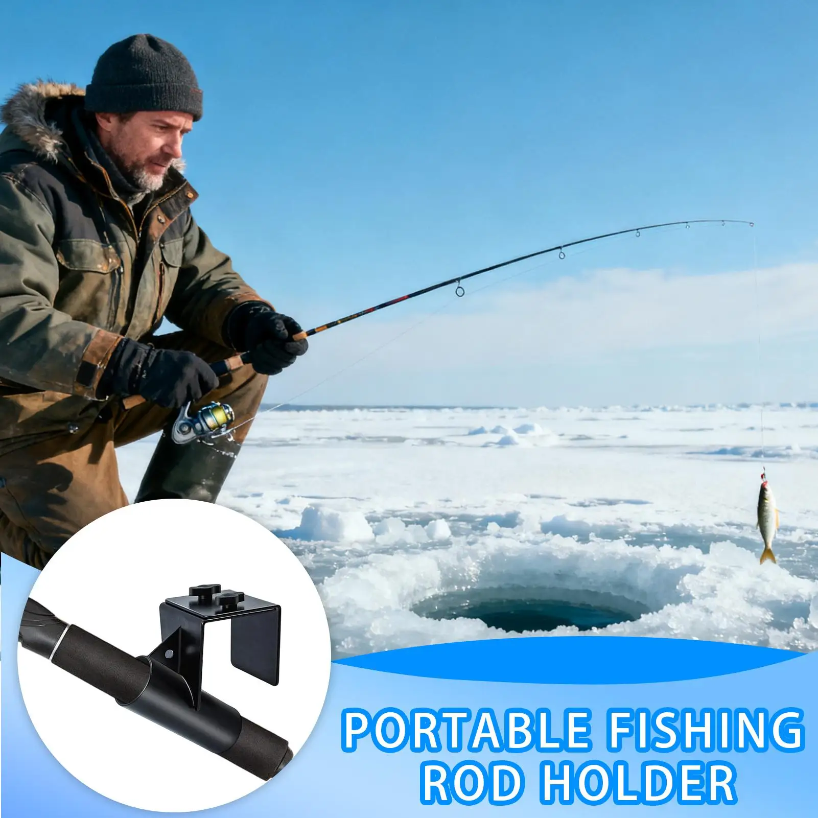 

Держатель для банковской удочки, металлическая регулируемая стойка, сверхмощный держатель для ледяных сани, держатель для удочки для мужчин, рыболовная зимняя док-станция для банка озера