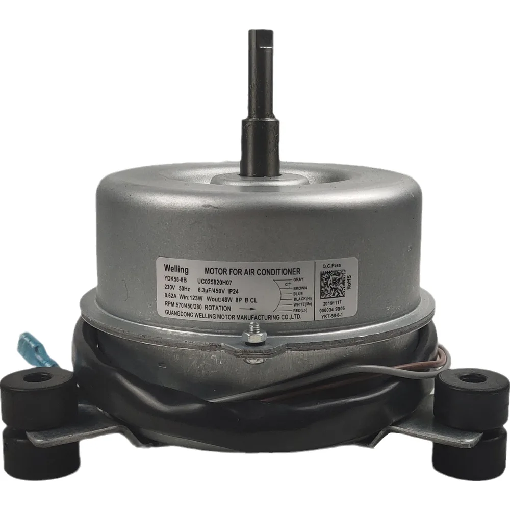 Welling Asynchronous Motor YDK58-8B 230V 50Hz Single Phase 70/450/280 RPM Flange Mount 130mm Totally Enclosed for Air