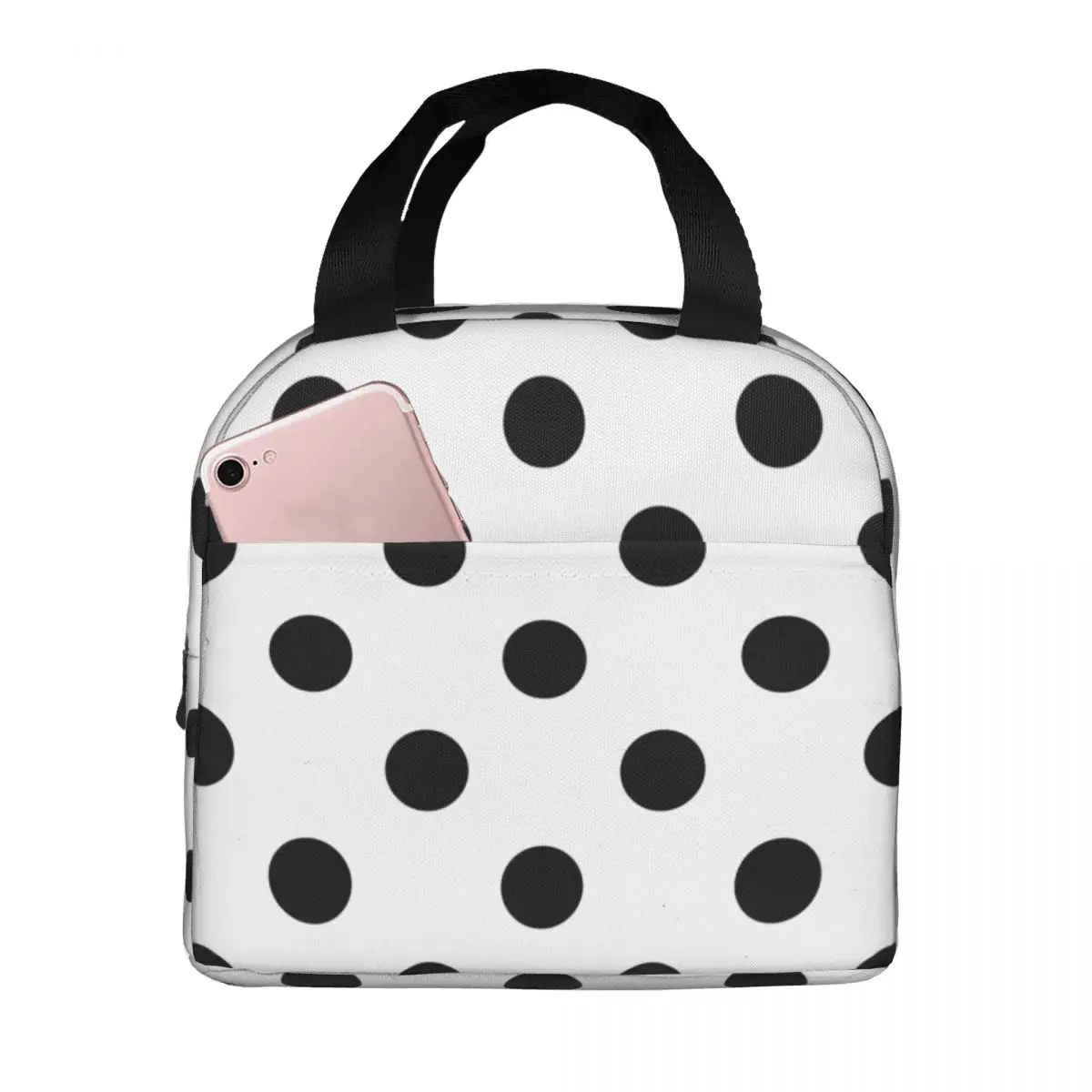 Cute Polka Dot Lunch Bags Portable Insulated poliestere Cooler Thermal Cold Food Picnic Lunch Box per le donne Kids